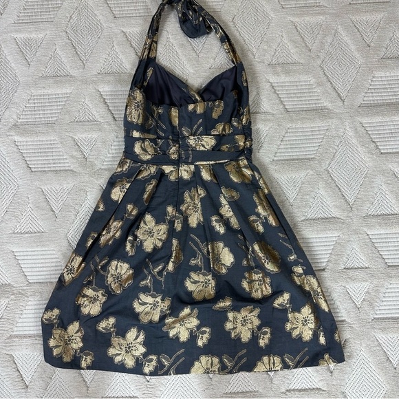 Rubber Ducky Production Dress Sz M Halter Floral Metallic - Picture 12 of 13